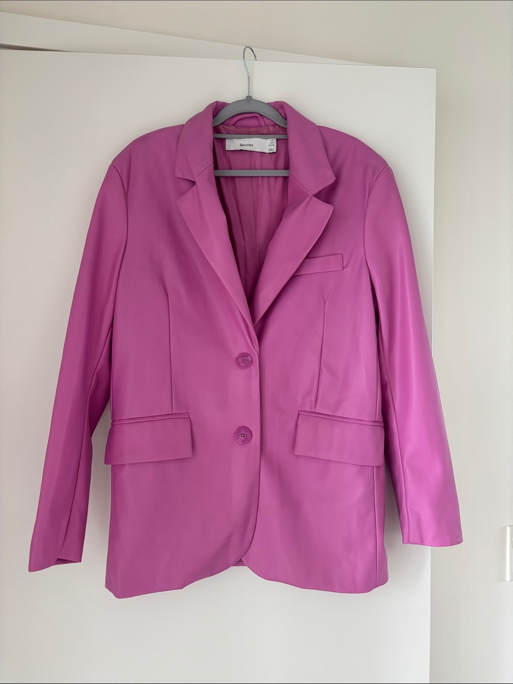 Bershka Bright Pink faux leather Blazer